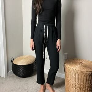9seed resort black gauzy cotton gauze drawstring joggers lounge pants